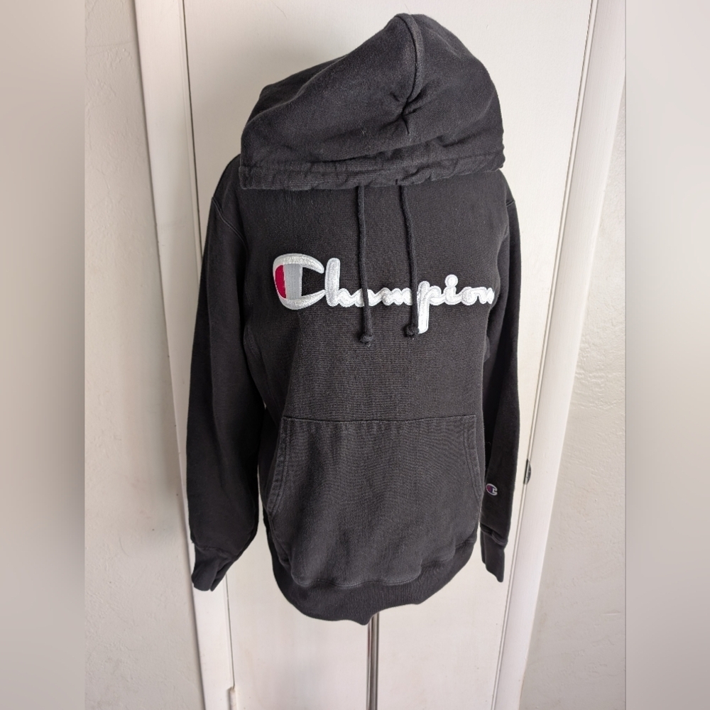 Champion Logo Hoodie Black mens sz M